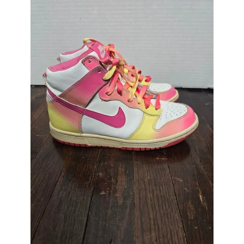 Nike Dunk High GS Rainbow Pink Yellow Sneaker6 Y